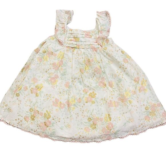 Cupcakes and Cashmere Party Dress Size 2T Gold Metallic Floral Ruffle Lined New - Picture 1 of 6
